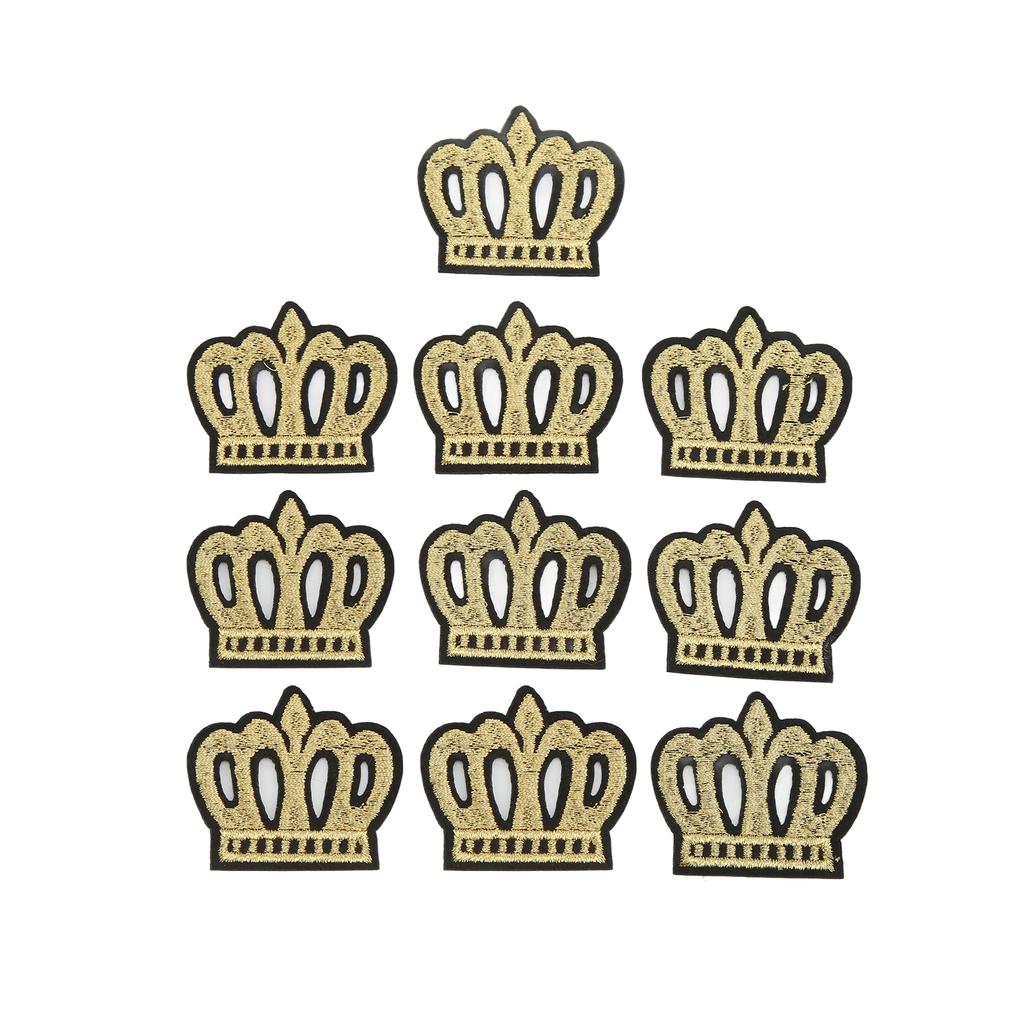 10Pcs Crown Embroidered Patch Shading Blemishes Damage Golden DIY Crown Patch for Clothes Handbags