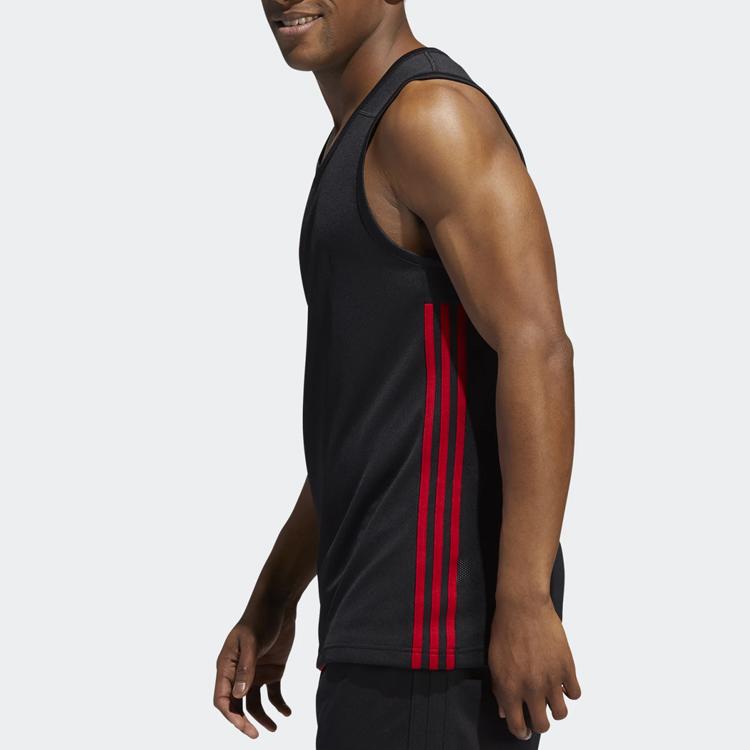 adidas Basketball Training Casual Breathable Knit Vest Men Tops Black Red DY6588