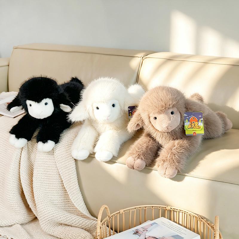 Favorite Toy Unisex Black Kawaii Cartoon Lamb Folding Pillow Plush Sheep Stuffed Animal Plush Simulation Lamb Changeable Doll Toys For Room Decor