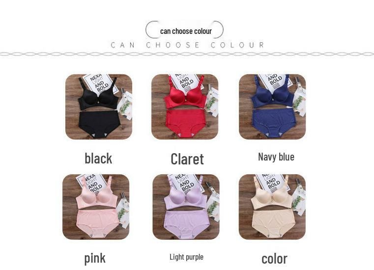 Thickened Seamless 8cm Bust Gathering Bra Set: Adjustable, Wire-free, Side Bust Control