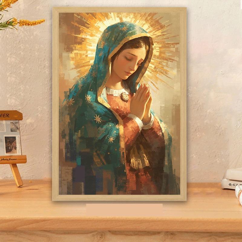 1 peça Vintage Virgem Maria e Jesus Tela Pôster Fé Cristã Arte de Parede para Casa, Decoração Vintage para Sala de Estar Cozinha Banheiro