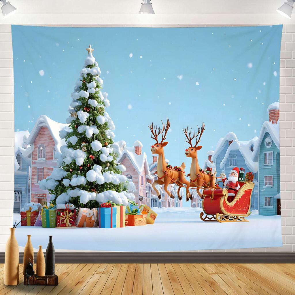 2025 Merry Christmas Tapestry: Festive Holiday Background Wall Hanging for Party Decoration