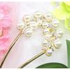 [Miaomyao] Hairpin U-Shaped Hair Ornament Japanese Style Yukata Kimono Simple Pearl Hair Comb Hair Accessory Gold One Size