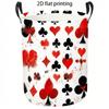 1pc Laundry Basket, Poker Card Suit Pattern Printed Dirty Clothes Hamper, Collapsible Fabric Storage Bin with Handles for Bedroom and Laundry Room, Mo
