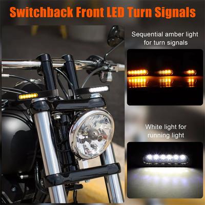 Motorcycle Fork Front Led Turn Signal Light 39-41Mm Amber Blinker Indicator Lamp For Harley Honda Yamaha Suzuki Bobber Chopper