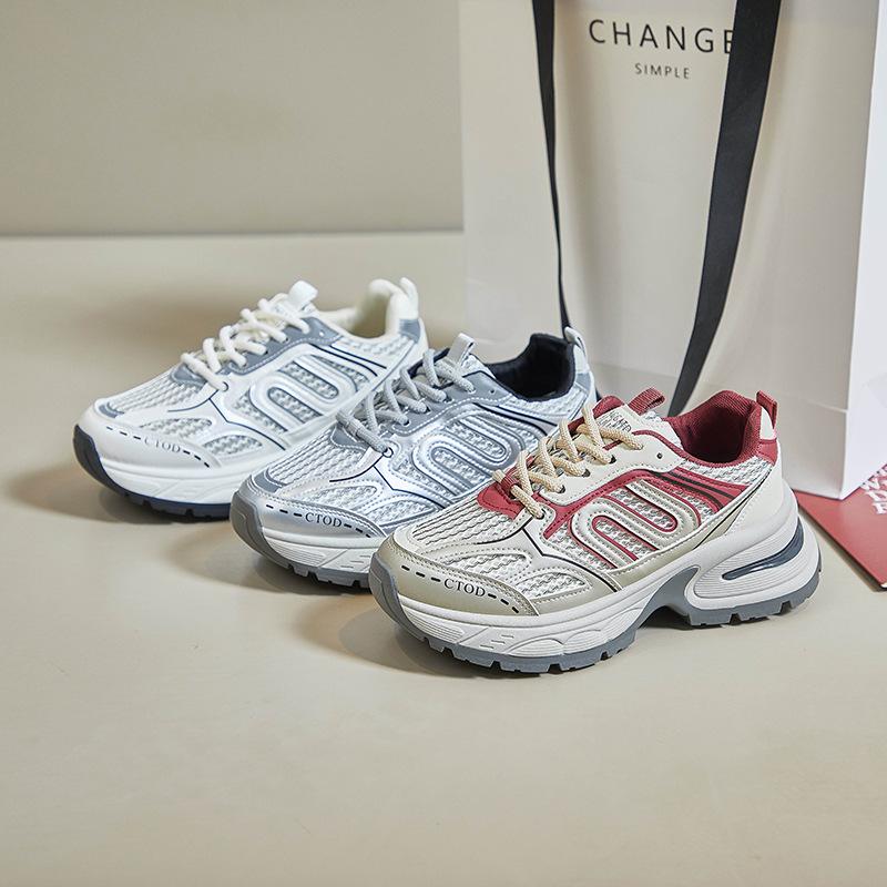 Pustende, uformelle, uformelle gå-løpesko, joggesko, snøring, sports-tennissko, dame, mesh, luftpute, joggesko for trening, trening, sport