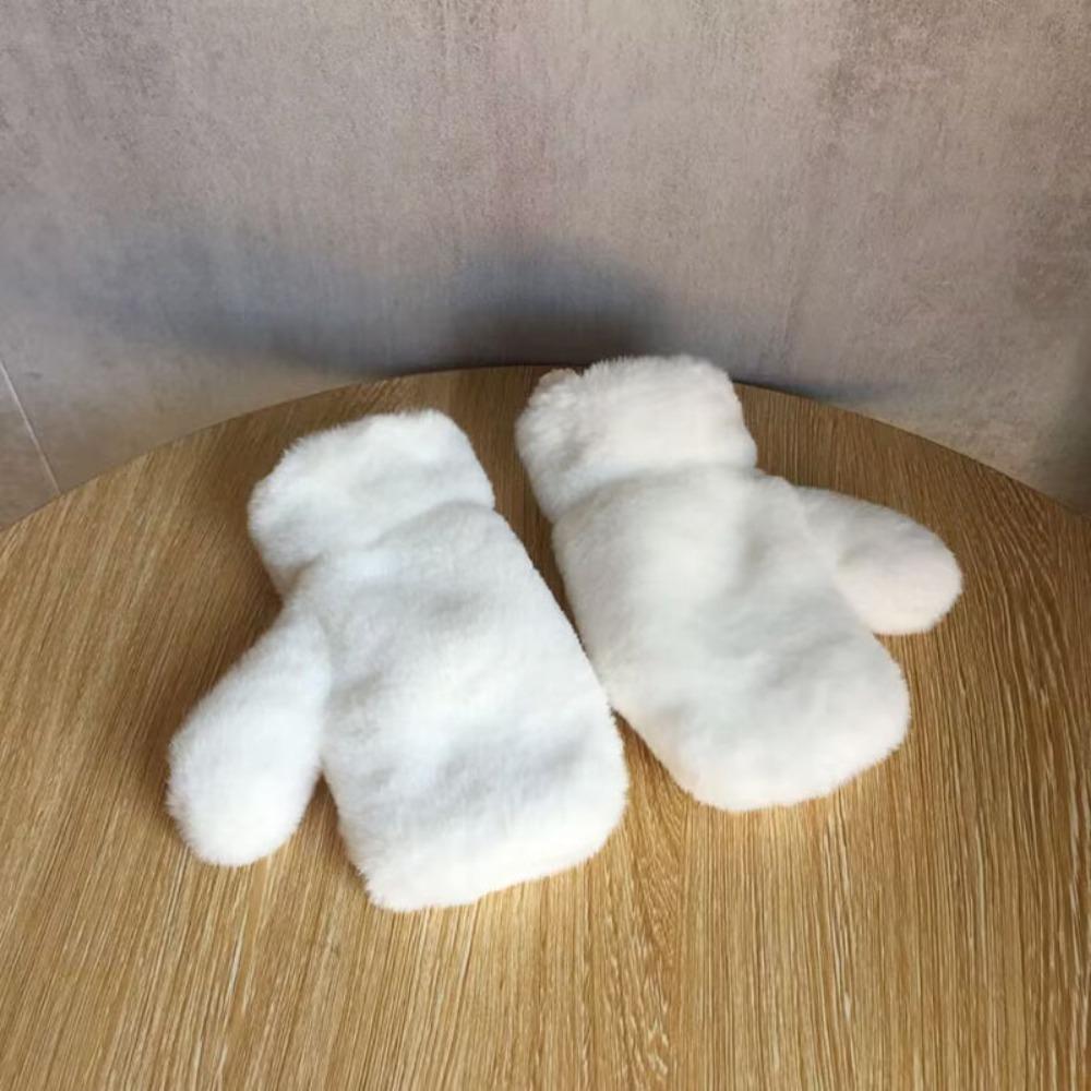 Thick Warm Winter Fleece Mittens Plush Kids Full Finger Gloves Children Gloves For 3-8Y Kids