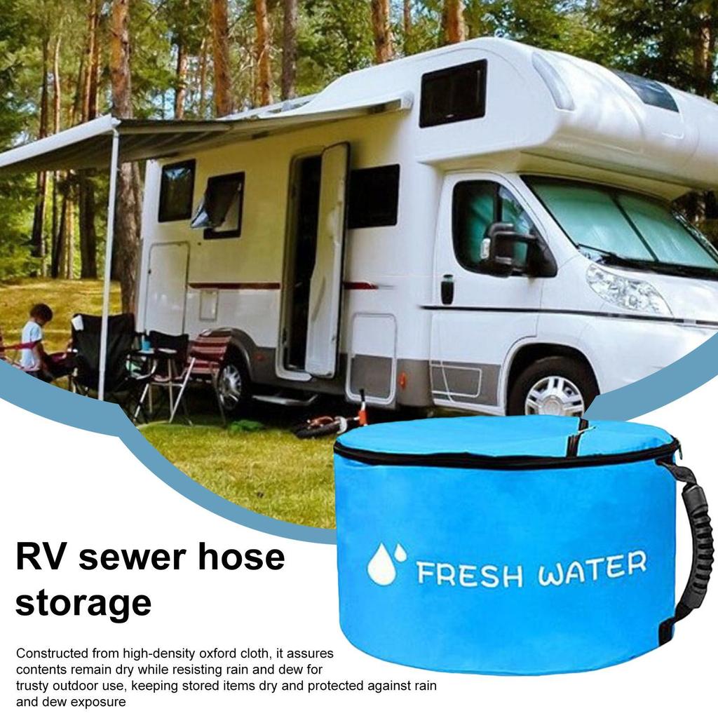 Wasserdichte RV-Abwasserschlauch-Aufbewahrungstasche mit Doppelreißverschluss-Halter für Abfallwerkzeuge, Camping-Septik-Elektrokabel-Organizer-Beutel