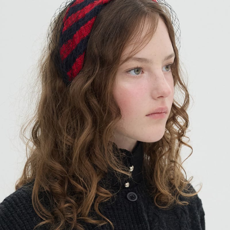 Brown Hat Jolie Fascinator - Crochet Red