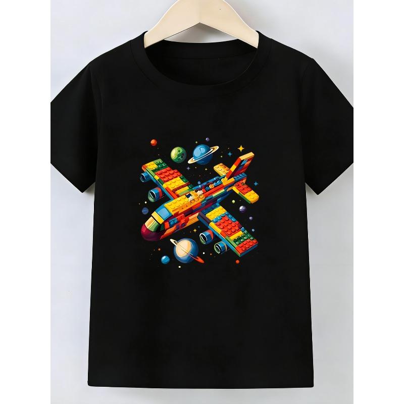 European Sizes Boys' Fashion T-shirt, Feature Cute Cartoon Prints, Soft and Breathable, Suitable for Summer Outdoor Activities