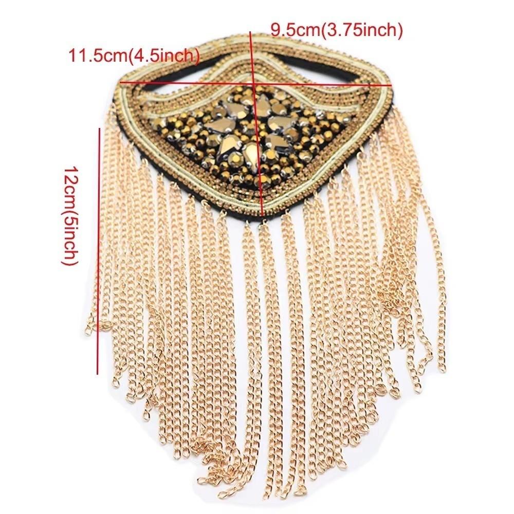 1PC Beaded Decoration Tassel Epaulette Sparkling Shoulder Brooch Pin  Clothing Decoration