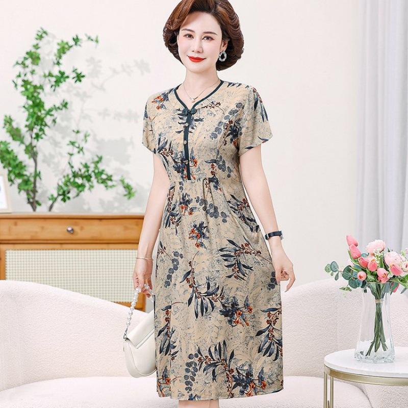 

Повседневное летнее платье для женщин с цветочным принтом, с коротким рукавом, элегантное винтажное платье с круглым вырезом, женская одежда M