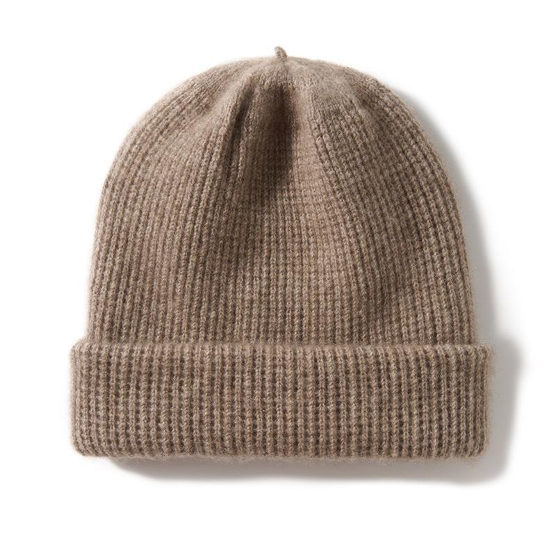 Cashmere Autumn and Winter New Women's High End Solid Color Thickened Warm Knitted Double Layer Dual Use Neck Sleeve Cuff Hat