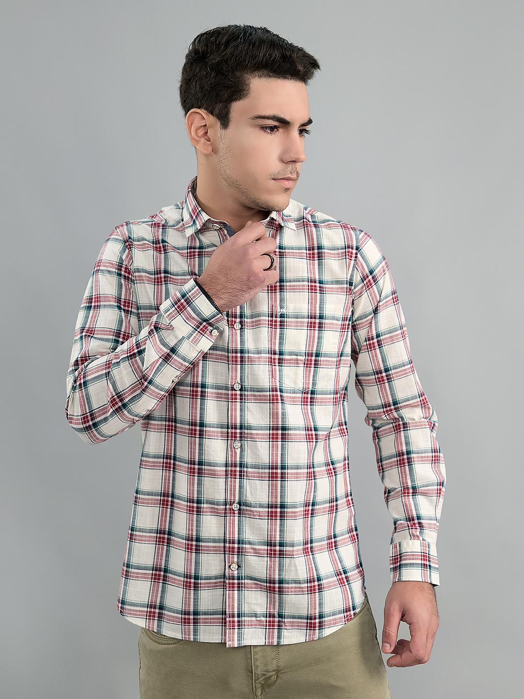 

Monte Carlo Men s Regular Fit Check Full Sleeve Shirt XXL білий