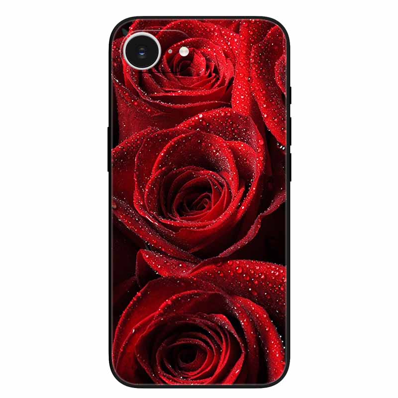 Schwarze Handyhülle Cover für Apple iPhone 16e Hüllen Gedruckte TPU Weiche Stoßfängerhülle für iPhone16e 16e 2025 Schutz Silikonhüllen