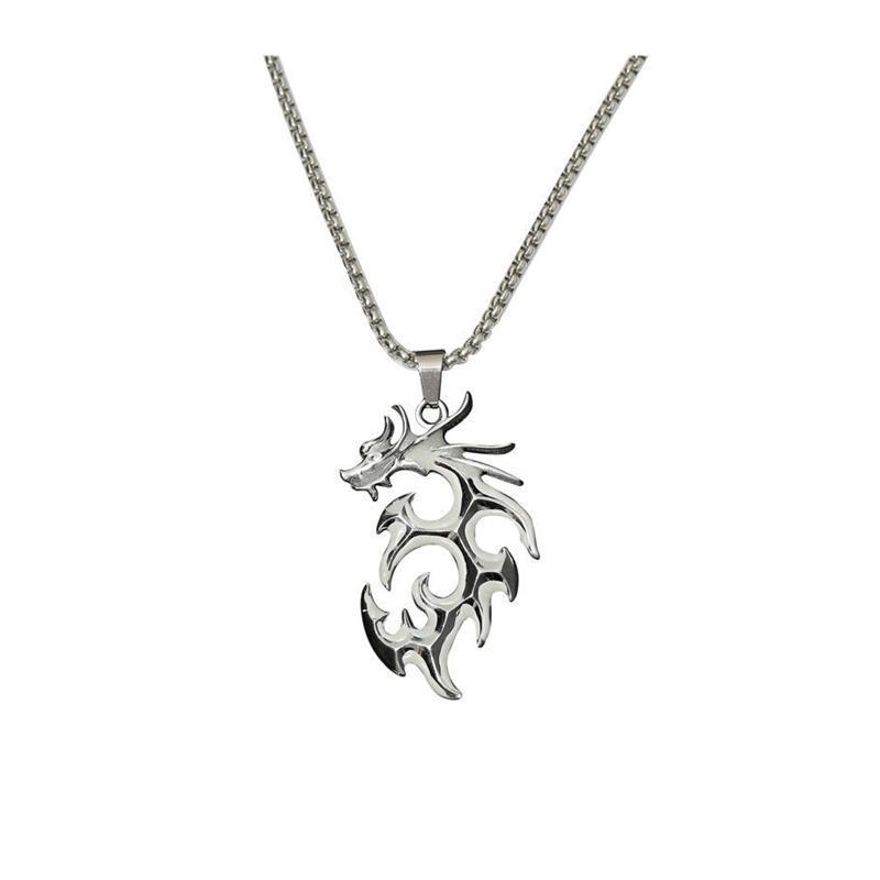 Flame Dragon Wolf King Necklace: Cool Unisex Pendant with Disco Hip-Hop Style
