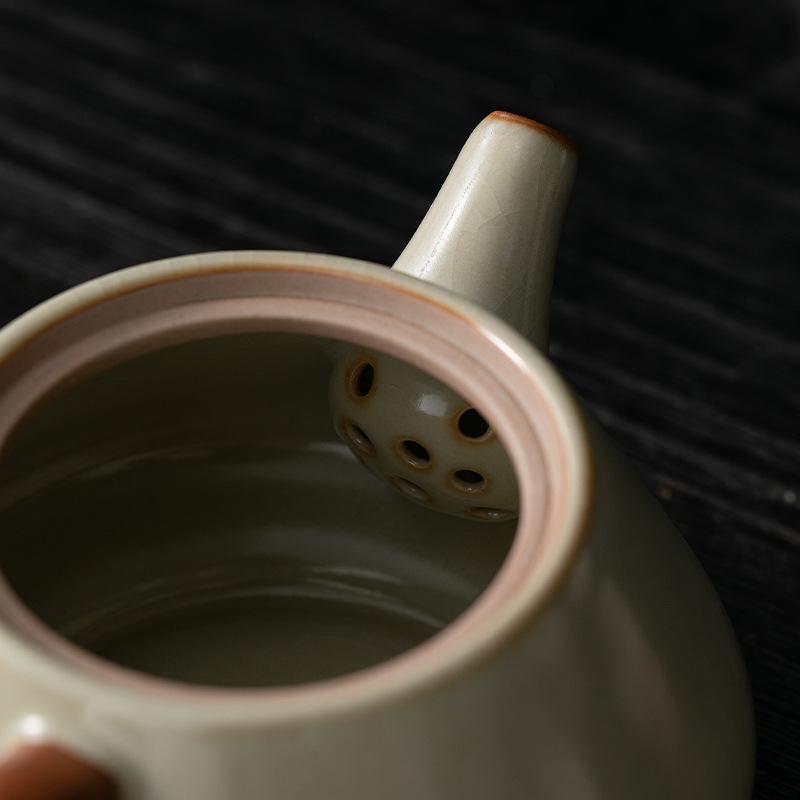 Beige Ru Porcelain Stone Pot 1011 New Ceramic Handmade Ru Kiln Opening Teapot Household Kung Fu Tea Set Brewing Teapot