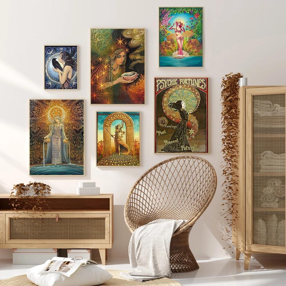 Greek Myth Goddess Witch Pagan Wall Art Poster Psychedelic Bohemian Gypsy Canvas Painting Print Home Decor For Bedroom