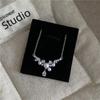 Exquisite Zircon Geometric Water Drop Pearl Necklace - Japanese & Korean Style, Light Luxury, Unique Clavicle Chain, Fashionable & Versatile