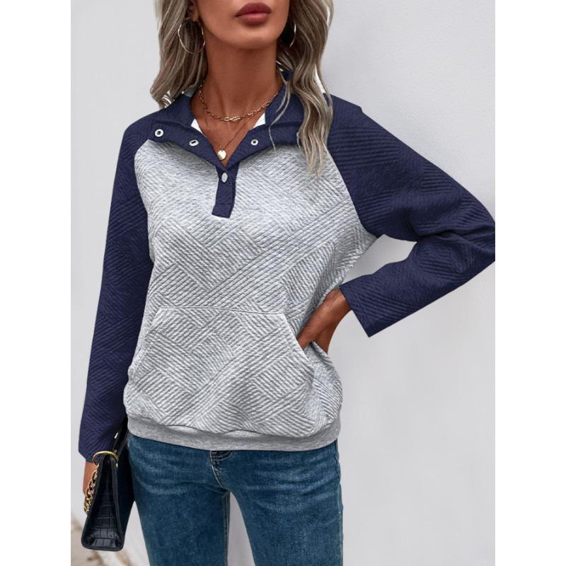 Women S V Neck Long Sleeve Pullover Casual Color Block Sweatshirt