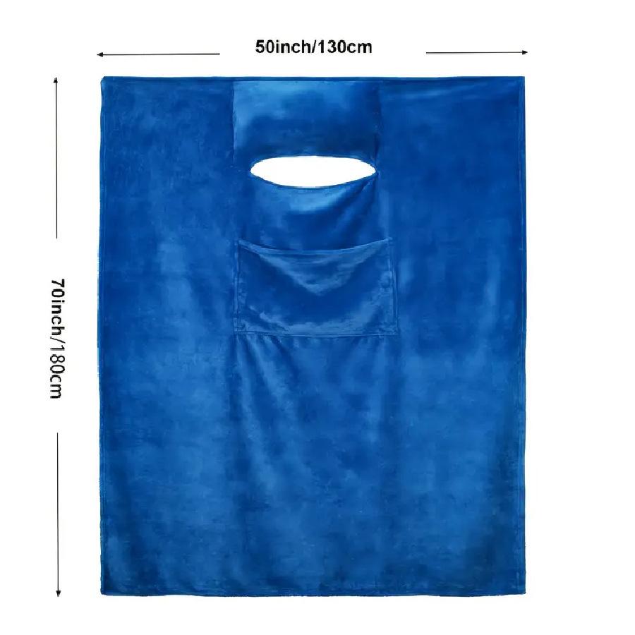 Women's Autumn and Winter Warm Car Air Conditioning Blanket with Pillow Solid Soft and Comfortable Flannel Robe