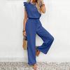 Women's Summer 2 Piece Outfit Hollow Lace Trim Sleeveless Tank Top And Wide Leg Pants Set Beach Travel Tracksuit Casual Lounge Set
