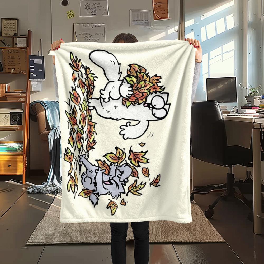 1 Pezzo Coperta in Flanella con Stampa Simon's Cat, Alta qualità Confortevole per Tutte le Stagioni, Decorazione per la Casa, Calore e Comfort, Perfetta per Regali di Natale