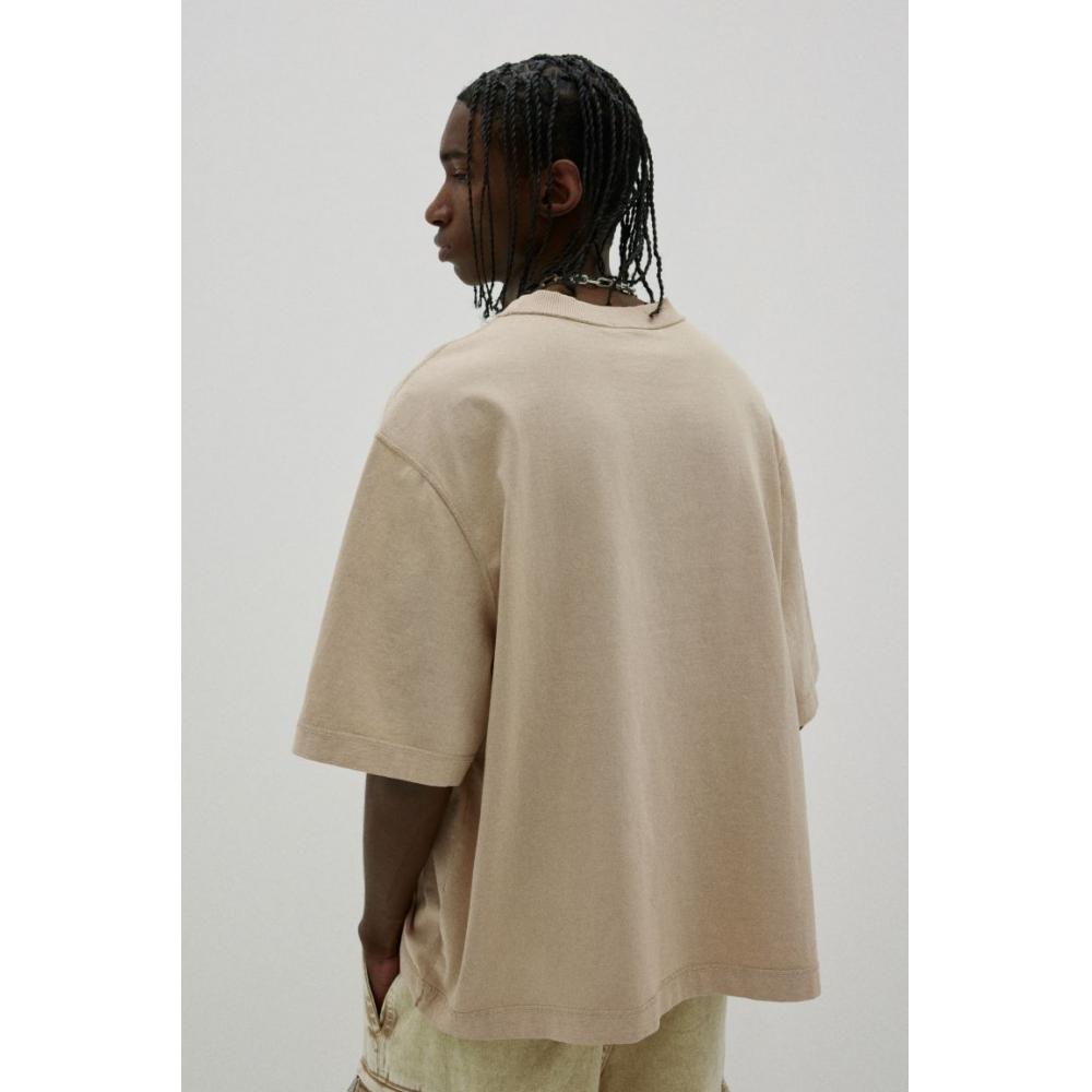 H M Boxy FiT wasHed T sHirT ligHT Beige