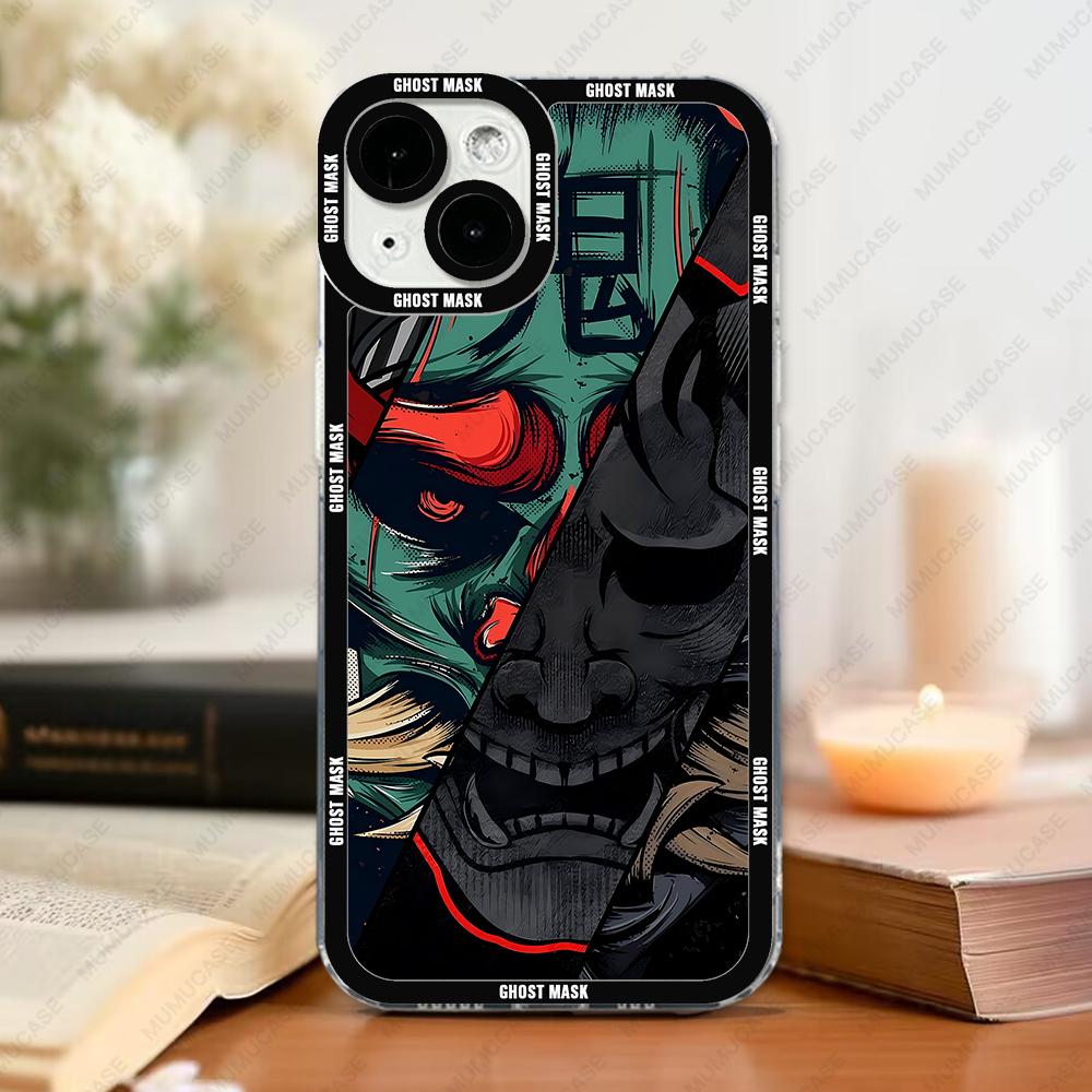 

Japanese Ghost Mask Phone Case For Xiaomi Redmi Note 14 13 12 12S 12C 11 10 10C 13C 10s A1 A2 A3 Pro Plus 4G 5G soft TPU Cover Redmi A2 4G