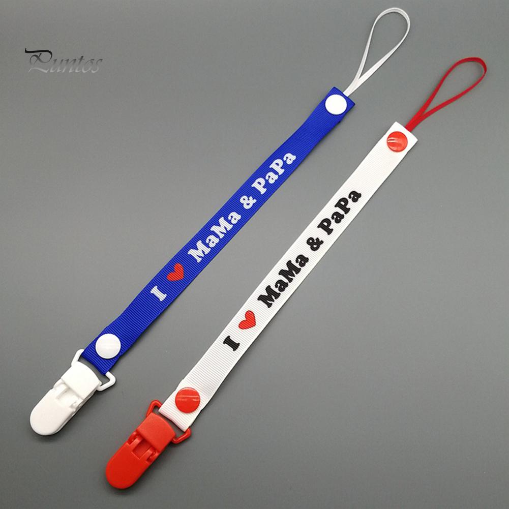 Puntos Baby I Love Mama Papa Säuglingsnahrung Schnullerclip Band Nippelhalter Beißring Spielzeug