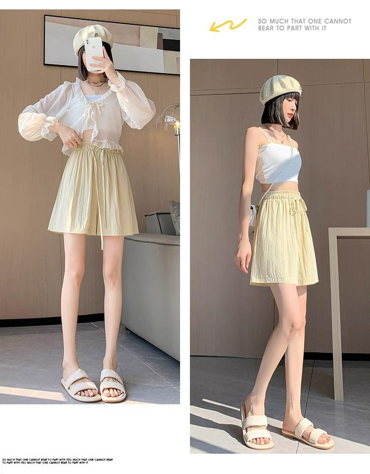 Influencer Women's Cool Ice Silk High Waist A-line Casual Shorts
