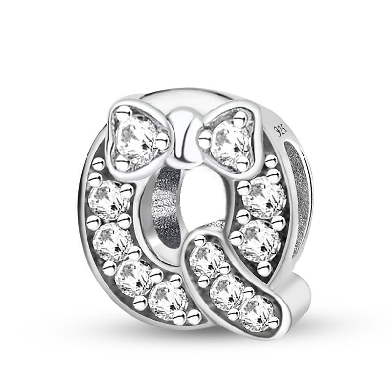 Copper Butterfly Knot Letter Series Zircon Charms Bead Fit Original Pan Bracelet Bangle Diy Jewelry For Women Gift