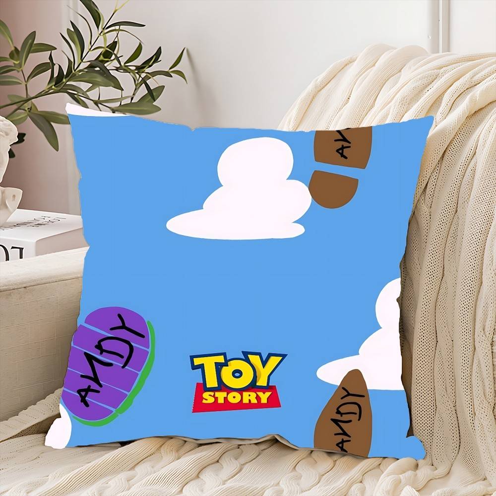

T-Toy Cartoon S-Story Pillow Case Throw Pillow Cover Nordic Vintage Style Cushion Covers Home Living Room Sofa Couch Seat Decor 16x16Inch