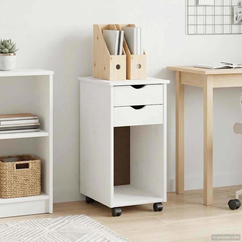 Rollcontainer Weiß 34 x 39 x 65,5 cm Massivholz Kiefer