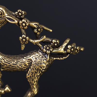 Werde reich auf ganzer Linie Kunsthandwerk Skulptur, Rehornament aus reinem Kupfer, Sika-Hirsch Elch Zierstück aus massivem Messing
