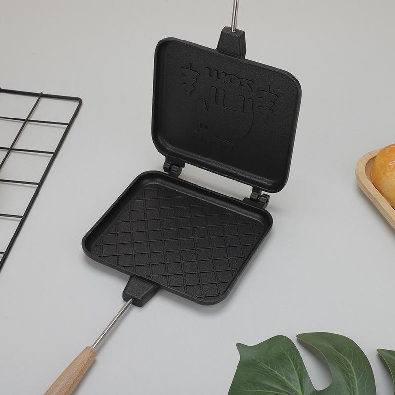 Sandwich machine, double-sided non stick Panini frying pan, with a hand stove, aluminum flip baking tray, breakfast waffles.