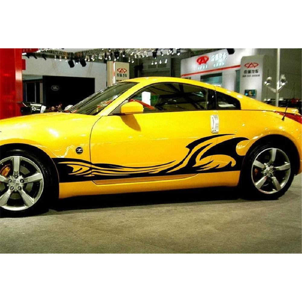 

Diy Pair Car Side Body Vinyl Long Spray Flames Fire Shaped Stripe Decal Stickers