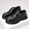 Large Size Men's Shoes Thick-Soled Height-Increasing Leather Shoes Fashionable Buckle Leather Shoes Suit-Style Round-Toe Shoes Comfortable Shoes