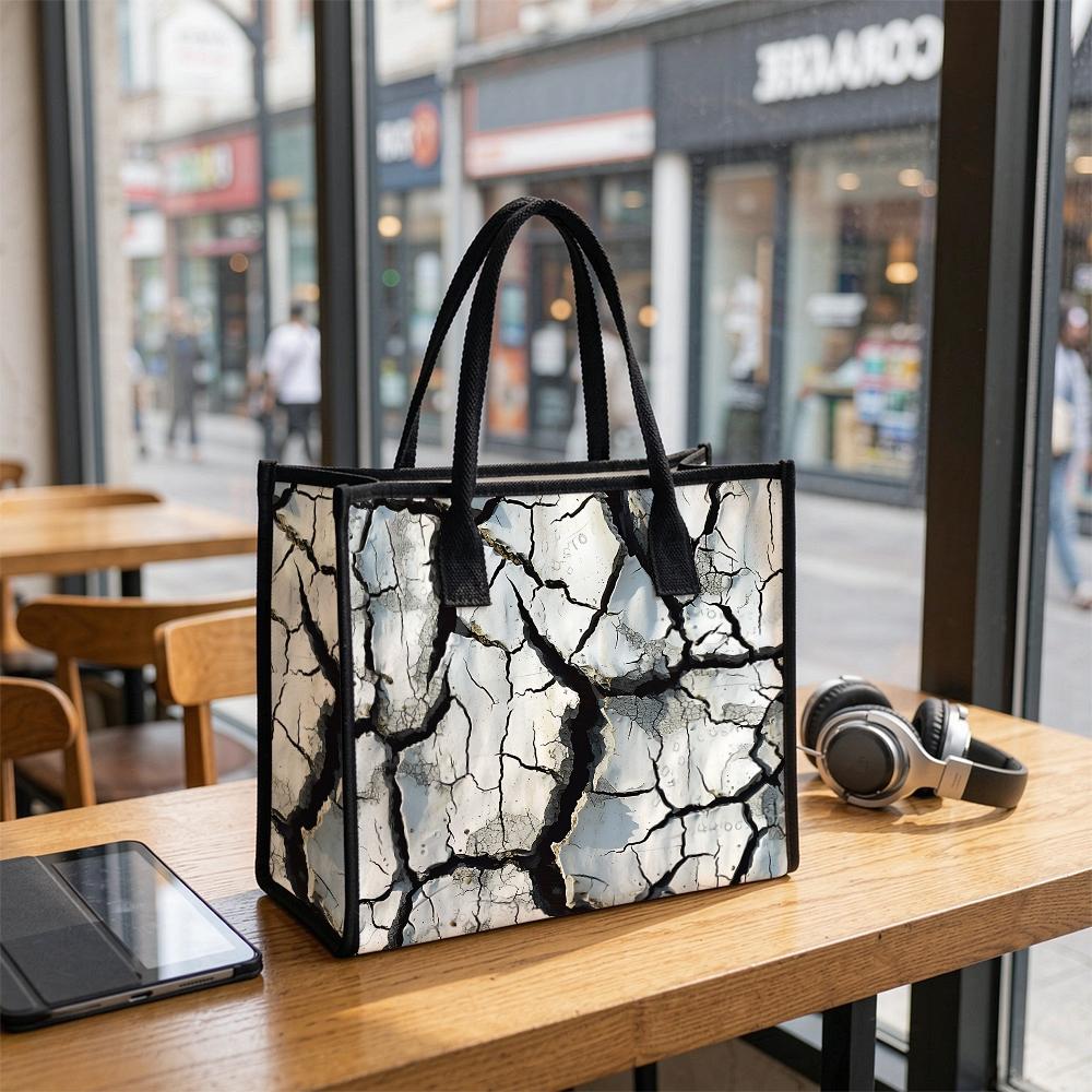 Trendy Cracked Pattern Large Capacity Tote Bag for Daily Commute Shopping