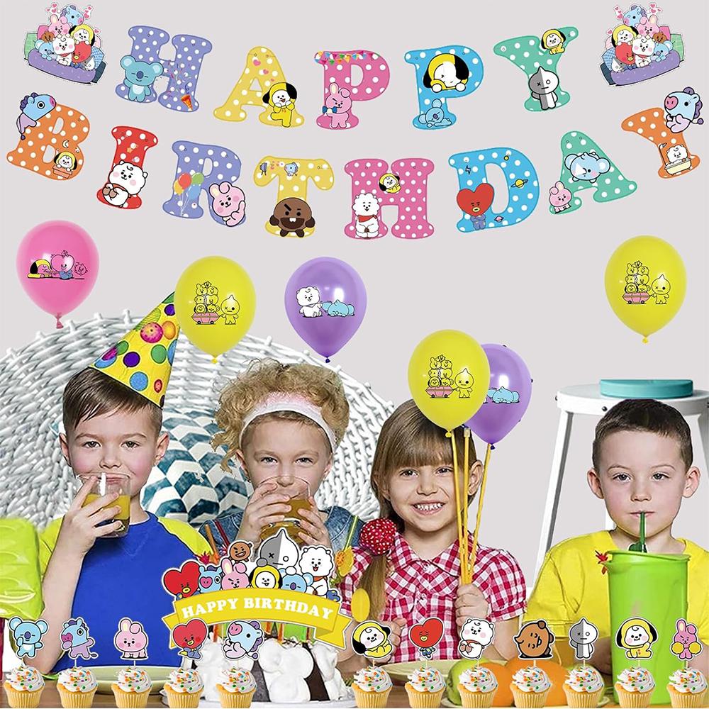 32ks BTS Party Supplies Set Obsahuje Banner Toppery na Dort Balónky pro Fandy