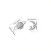 1 Pair of Fashionable Irregular Earrings for Women, Star and Moon Earrings, Set with Sparkling Synthetic Zircon Accents, Suitable for Daily Wear