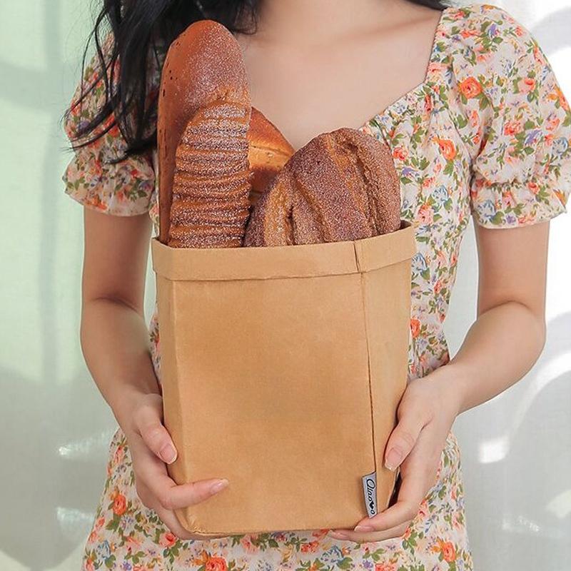 Eco-Friendly Washable Thickened Kraft Paper Bags-Multi-Purpose Storage Organizers for Desktop, Kitchen Countertop & Organization