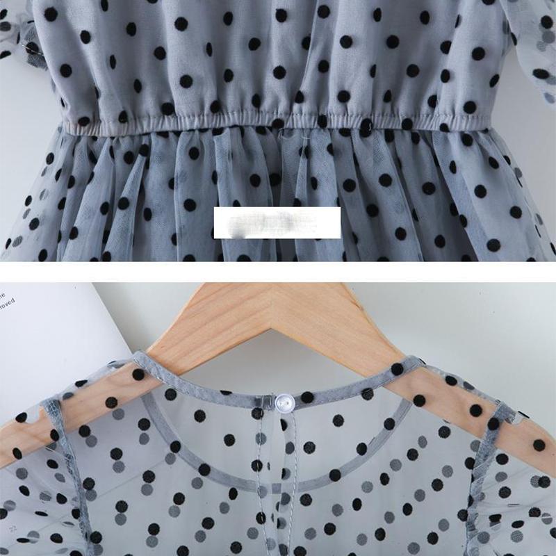Children Dress Spring Summer Kids Clothing Baby Girls Clothing Wave Point Short Sleeve Dress Girl Mesh Dress Ruffle