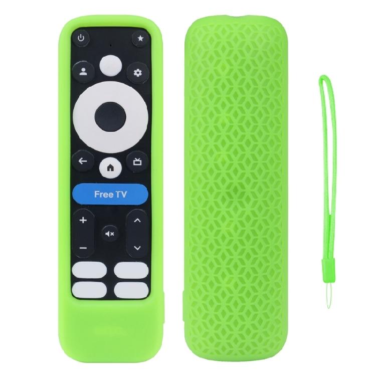 Silicone Sleeve Scratchproof Flexible Cover for 2024 onn TV 4K Remote Control Case Skin Case with Lanyard флуоресцентный зеленый