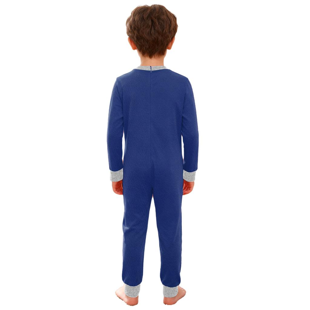 Unisex Kinder Adaptive Strampler Rundhalsausschnitt Langarm Anti-Kratz-Rücken Unsichtbarer Reißverschluss Kontrastfarbe Tasche Kleidung