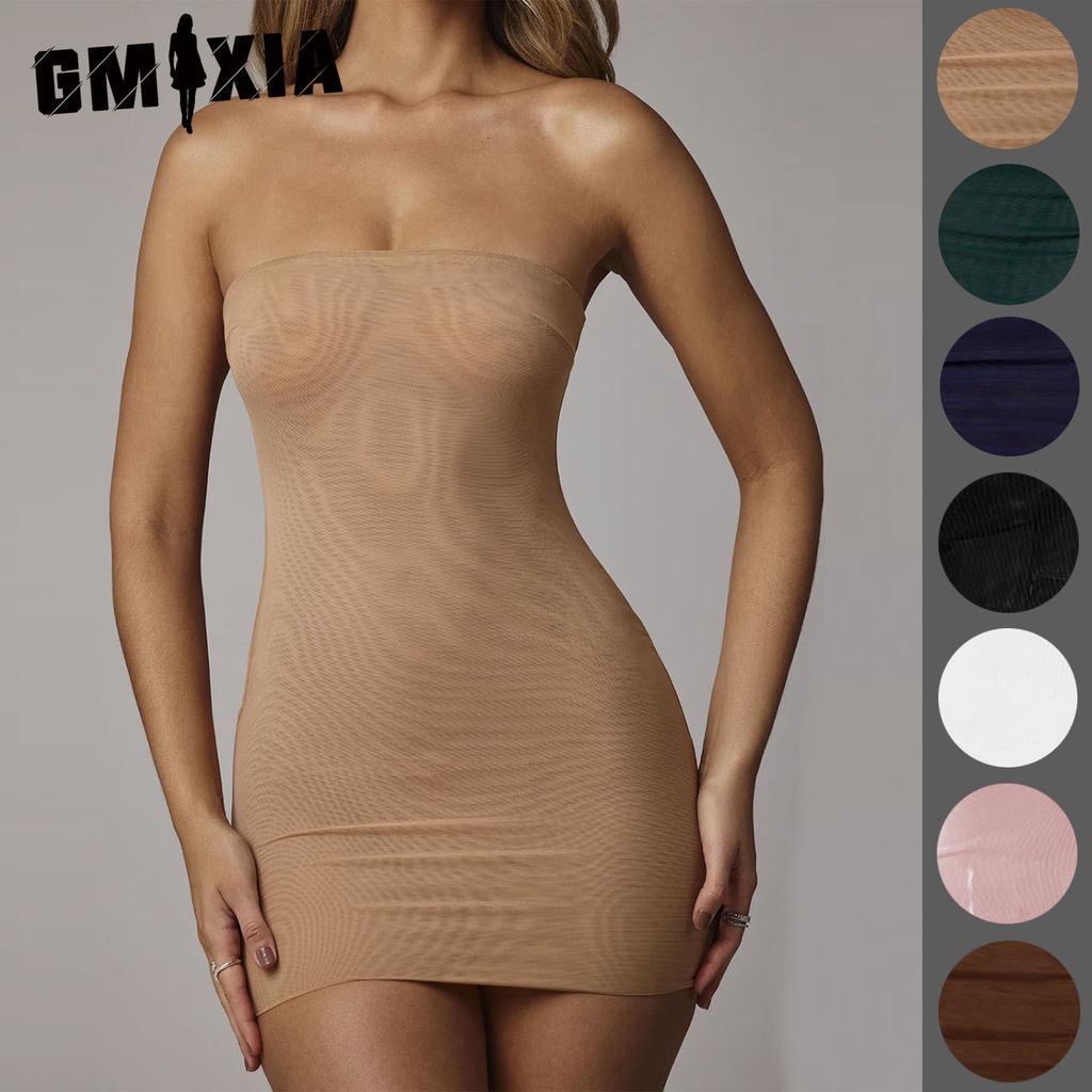 GMXIA Spring Summer Women's All-match Anti-penetration Gauze Base Dress