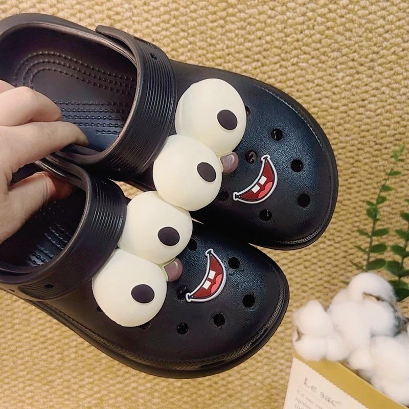 4PCS Creativity Shoe Charms for Clogs Set Accessories Hole Shoe Buckle Cartoon Funny Big Eyes Mouth DIY 3D Shoes Decorations