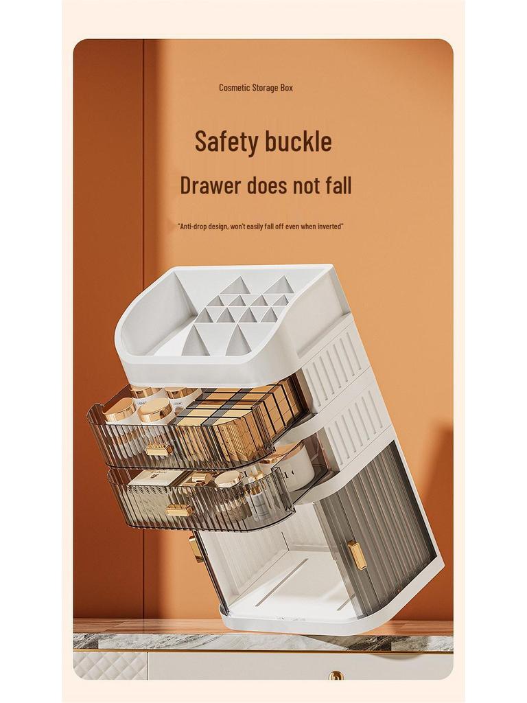 Luksusowy Organizer do Pielęgnacji Skóry z Wyższej Półki: Pojemne pudełko do przechowywania kosmetyków z szufladą na waciki