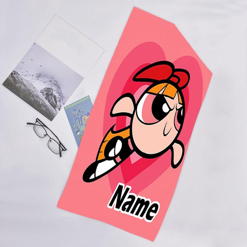 1pc The Powerpuff Girls4 Beach Towel with Custom Name, Beach/Swimming/Bath/Picnic/Camping Towel, Suitable for Seaside Beaches