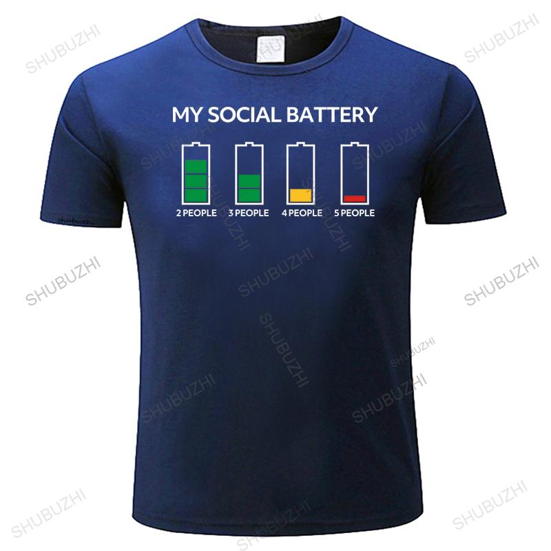 Introvert My Social Battery T Shirt Summer Fashion T-Shirt DIY Cotton Bigger Size  Introvert Shy Leave Me Alone Dont Like People